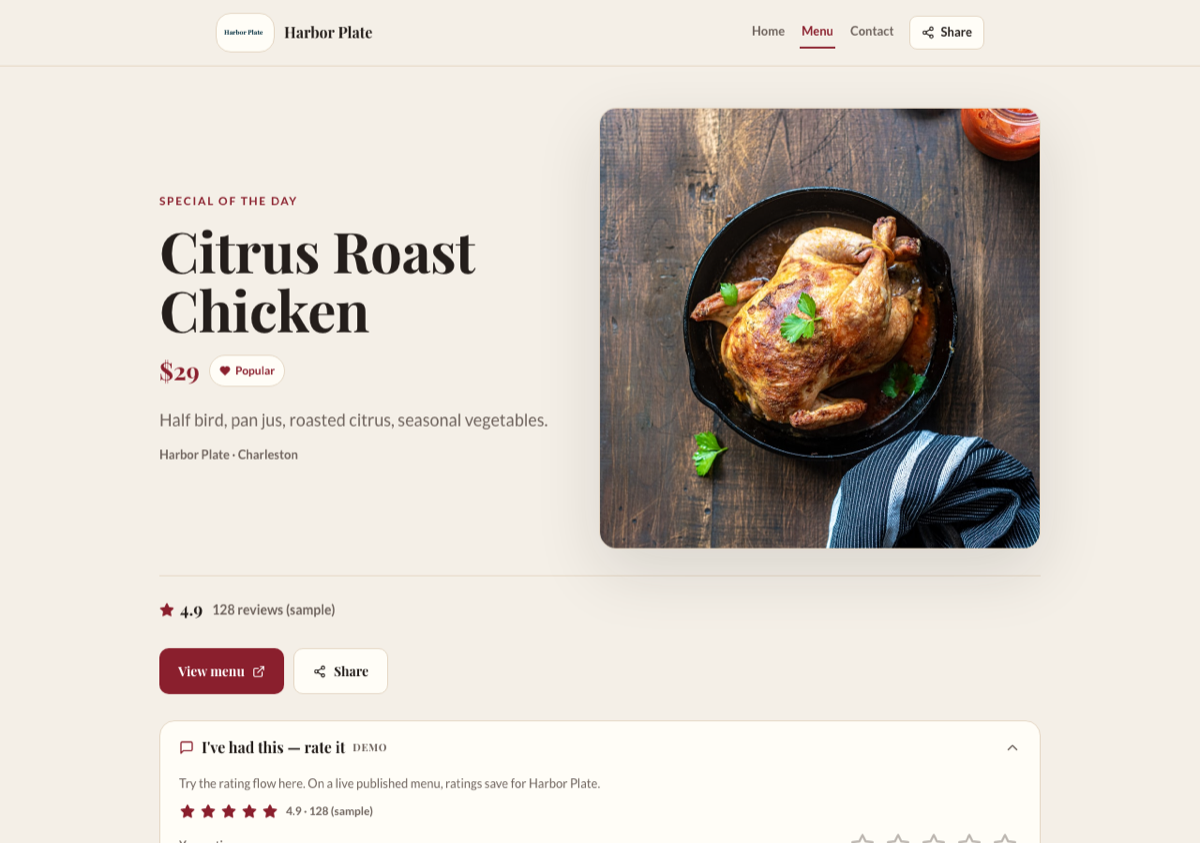 FoodPages SEO Dish Page