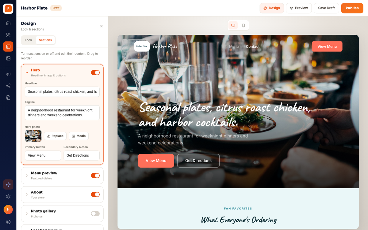 FoodPages website editor